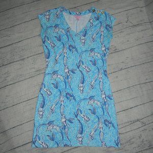 Lilly Pulitzer Hayley Dress Spa Blue In Nice Tail… - image 1